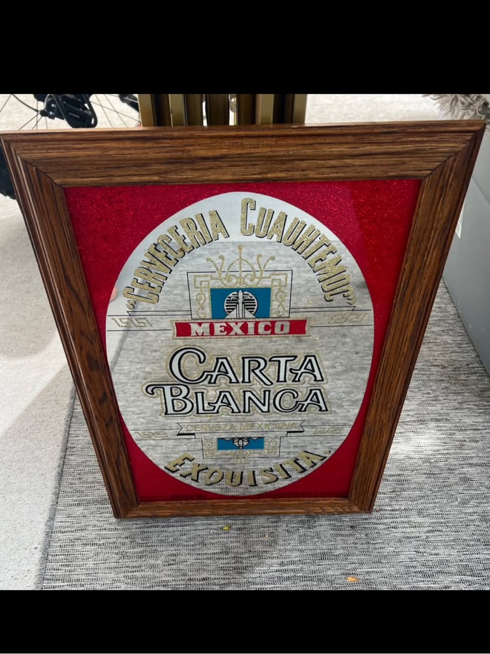 Vintage Carta Blanca Cerveceria Cuauhtemoc Exquisita Mexican Beer Bar Mirror - Picture 2 of 4